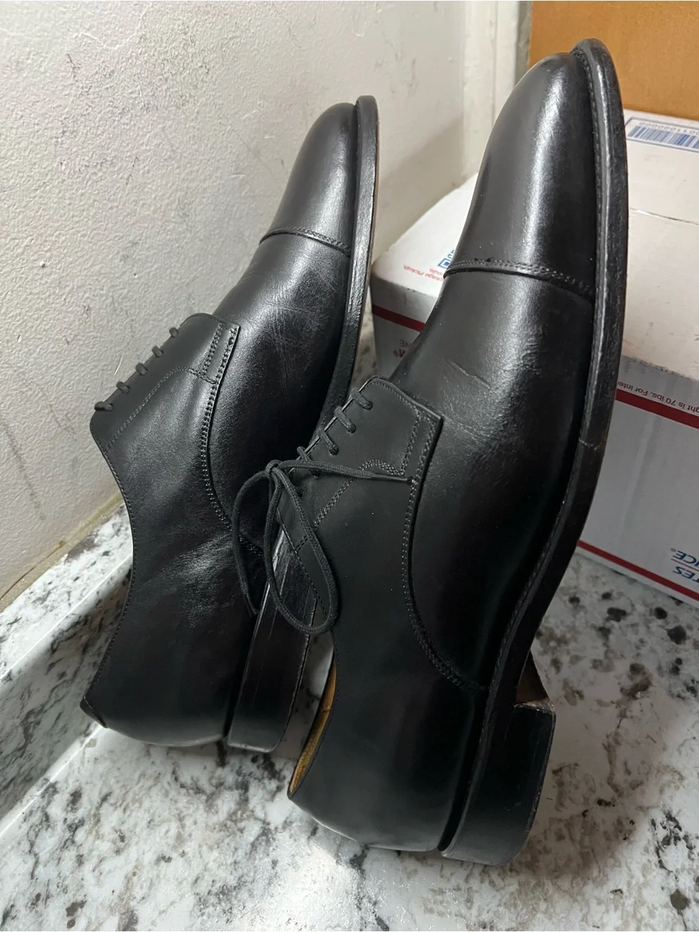 Vintage Florsheim Imperial Line Black Leather Cap Toe Dress Shoes Men's 10 D